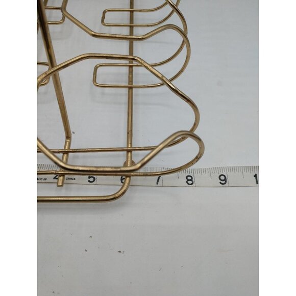 Vintage MCM Gold Wire 8-Bottle Wine Rack With Spiral Handle - Picture 4 of 5